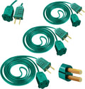 3 Pack #18 Gauge Green Extension Cord 6 Feet, Polarized Plug 2 Prong Outdoor Christmas Light Extension Cord - for Connect or Extend Indoor Outdoor Holiday Light, 120V / 8A / 960W (Total 18 Feet)