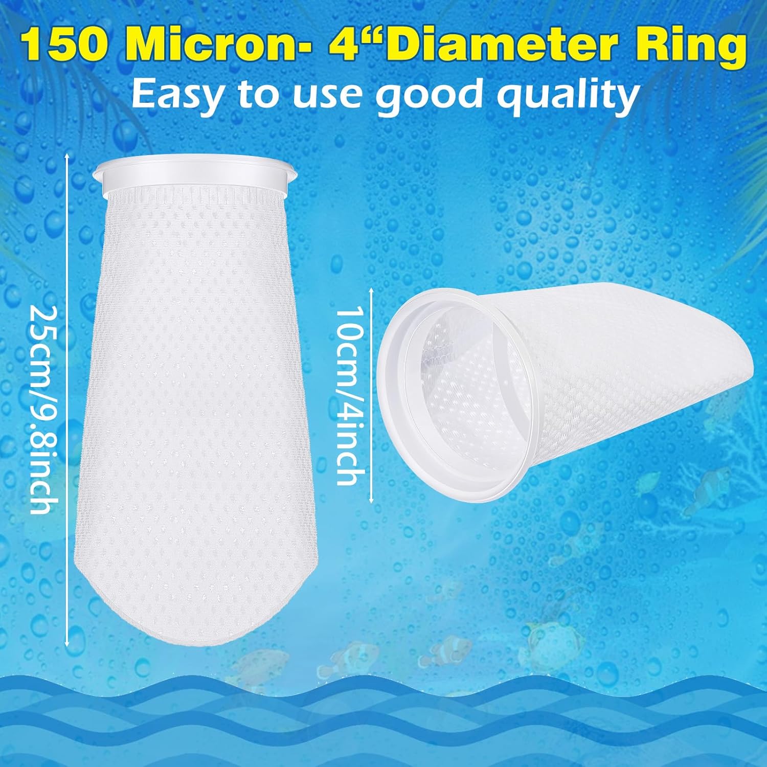 Jecery 12 Pcs 150 μm Filter Socks 4 Inch 3D Honeycomb Filter Sock Aquarium Felt Filter Bags by 9.8 Inch Long for Fish Tank Aquarium Ponds Sumps Overflows Saltwater