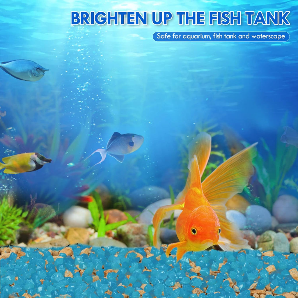 500pc Glowing Rocks for Outdoor Decor Luminous Fish Tank Stone Aquariums Rocks Glowing Pebbles for Garden Pond Path Lawn Yard(Blue)