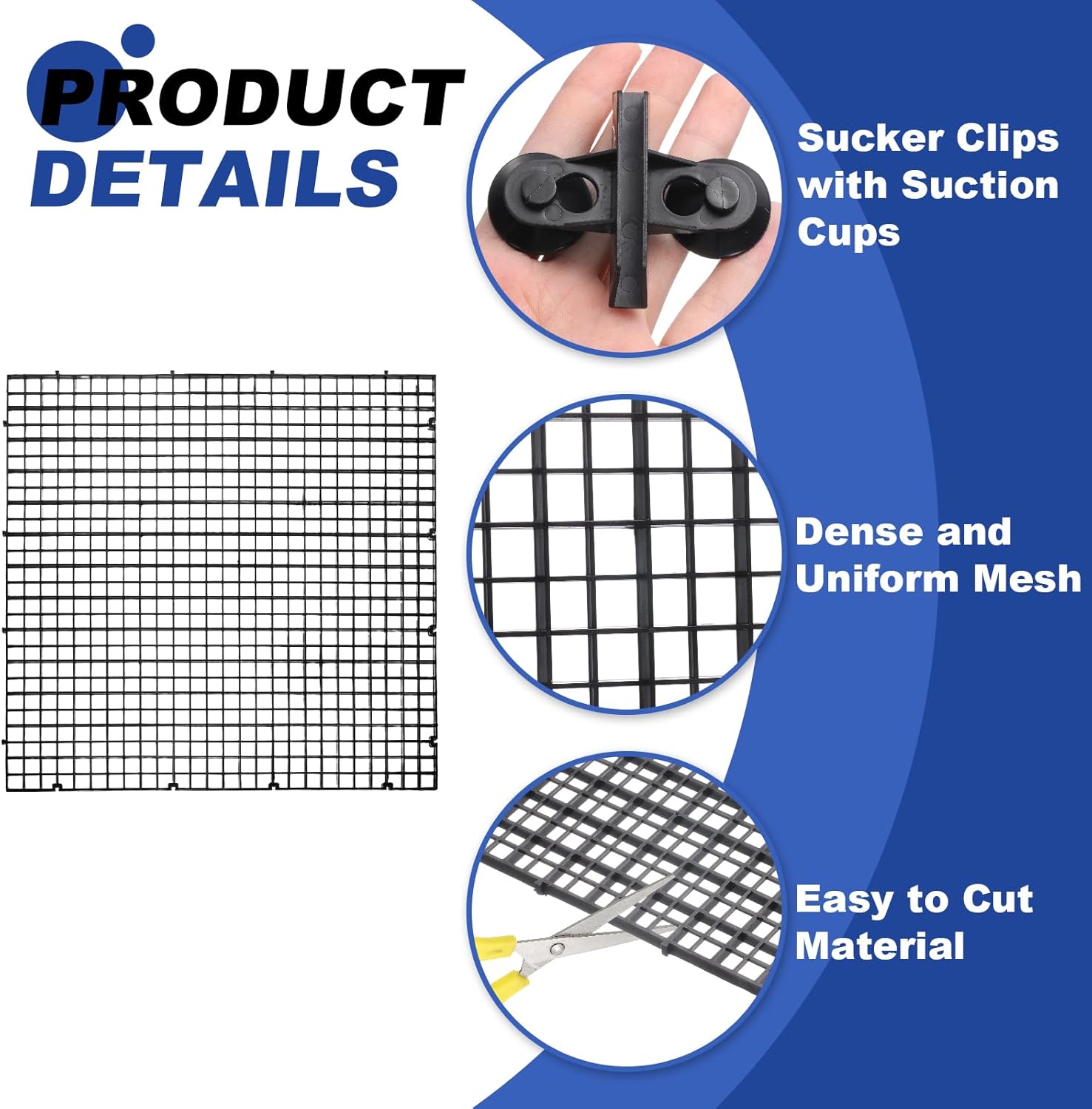 uxcell 2Pcs Aquarium Fish Tank Divider, 12x12 Inch Plastic Egg Crate Light Diffuser Grid Filter Bottom Partition Separator with Sucker Clips and Suction Cups for Aquarium, Black