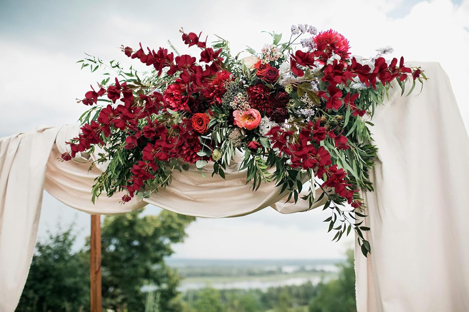 6PCS 35.43'' Red Delphinium Artificial Flower Faux Larkspur Silk Flowers Long Stem Blossoms Flowers for Tall Vase Floral Arrangements Home Table Wedding Decor(Red)
