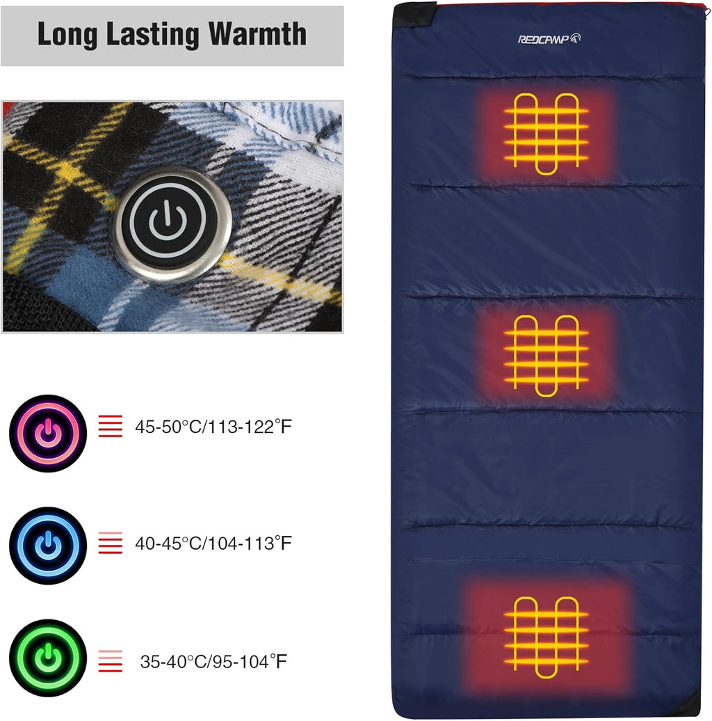 REDCAMP Cotton Flannel Sleeping Bag for Camping Backpacking, Adults Cold Weather Envelope Sleeping Bags with 2/3/4/6lbs Filling