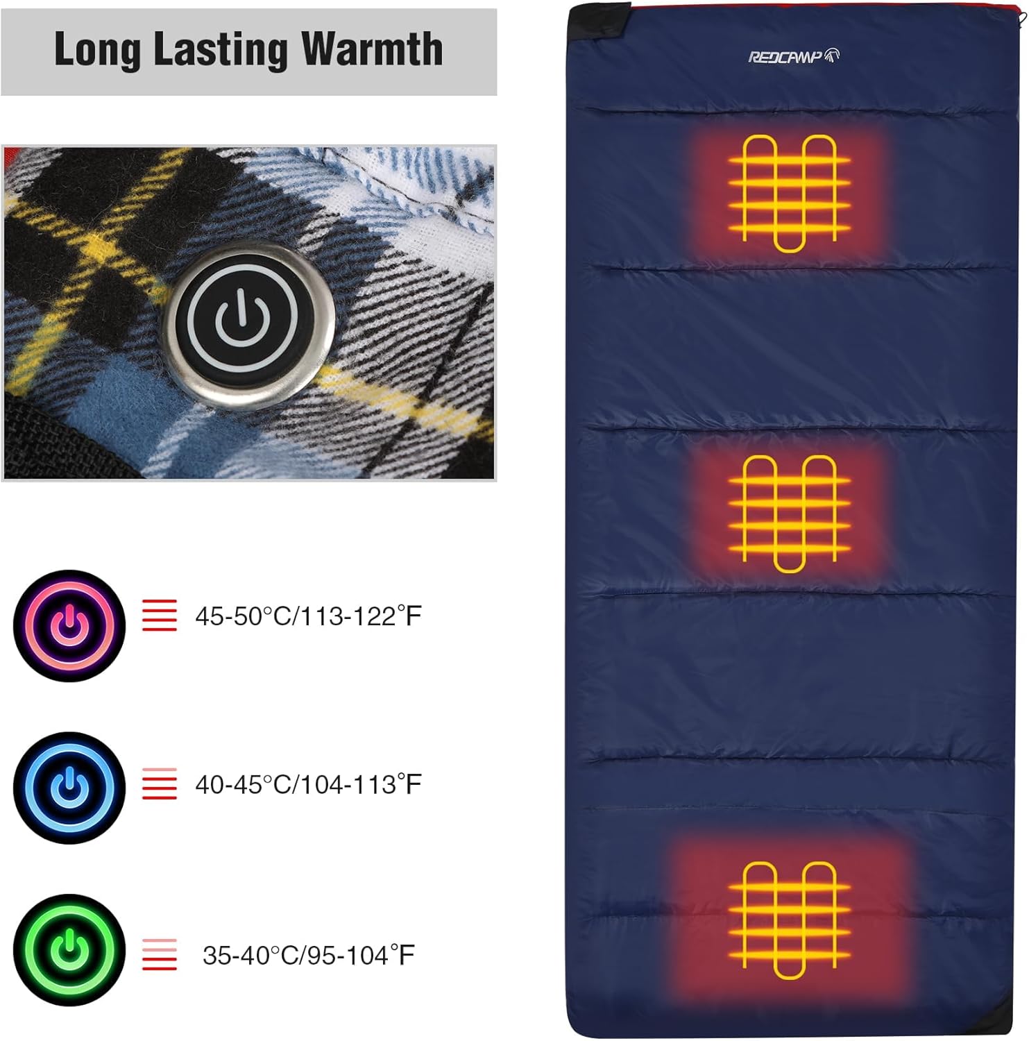 REDCAMP Cotton Flannel Sleeping Bag for Camping Backpacking, Adults Cold Weather Envelope Sleeping Bags with 2/3/4/6lbs Filling
