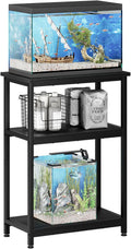 APPLOYN 5-10 Gallon Fish Tank Stand, Aquarium Stand with 3-Tier Storage Shelf, Heavy Duty Metal Frame for Turtle Reptile Terrarium Tank Stand, for Living Room, 20.5" L x 11.4" W x29.2" H, Black