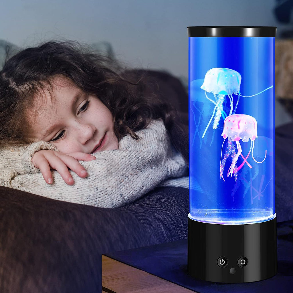 PEN&H Jellyfish Lamp,LED Jelly Fish Tank Lights,Sleep Aid Night Light -7 Color Changing LED Jellyfish Aquarium Mood Lamp for Home Office Desktop Decoration