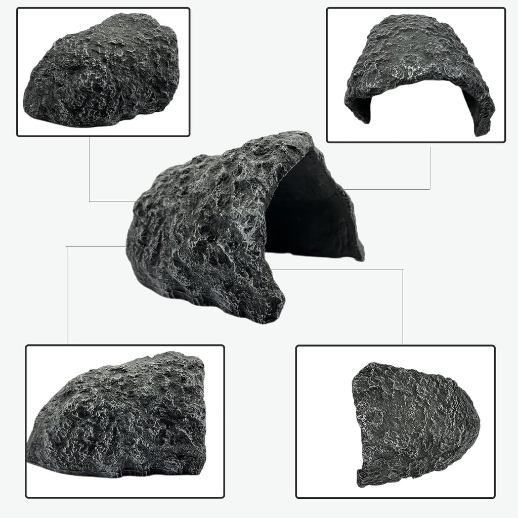 Large Reptile Habitat Hide Resin Snake Hides for Ball Pythons Reptile Hideout and Caves Bearded Dragon Hiding Simulation Rock Terrariums Hideout for Habitat Lizard Leopard Gecko Scorpions Frogs