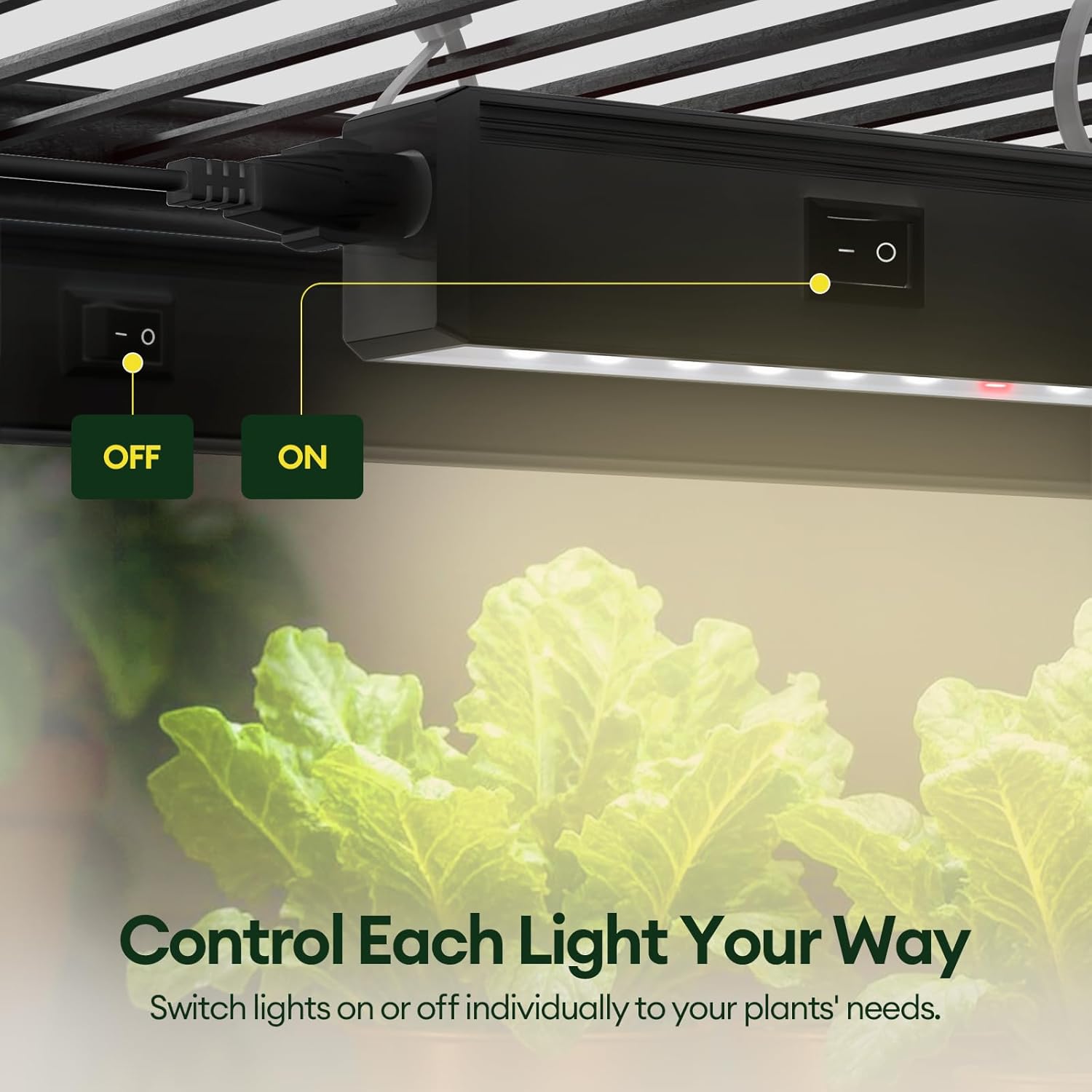 Grow Lights for Indoor Plants 2FT, Red-Enhanced Full Spectrum 5000K Grow Light, 60W(4 x 15W), T5 LED Grow Light Strips for Leafy Greens and Vegetables, High PPFD, Linkable, Black, 4-Pack
