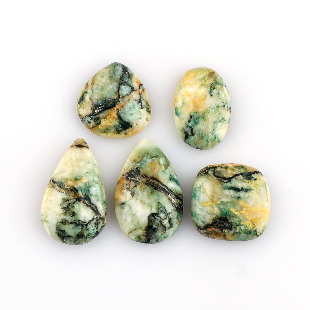 CRYSTALIS 5pcs Natural Dolomite Loose Gemstone Wholesale Bulk Cabochons Jewelry Making Supply, Chakra Healing Polished Stones, Wire Wrapping, DIY, Gem Collection, Mix-Shape