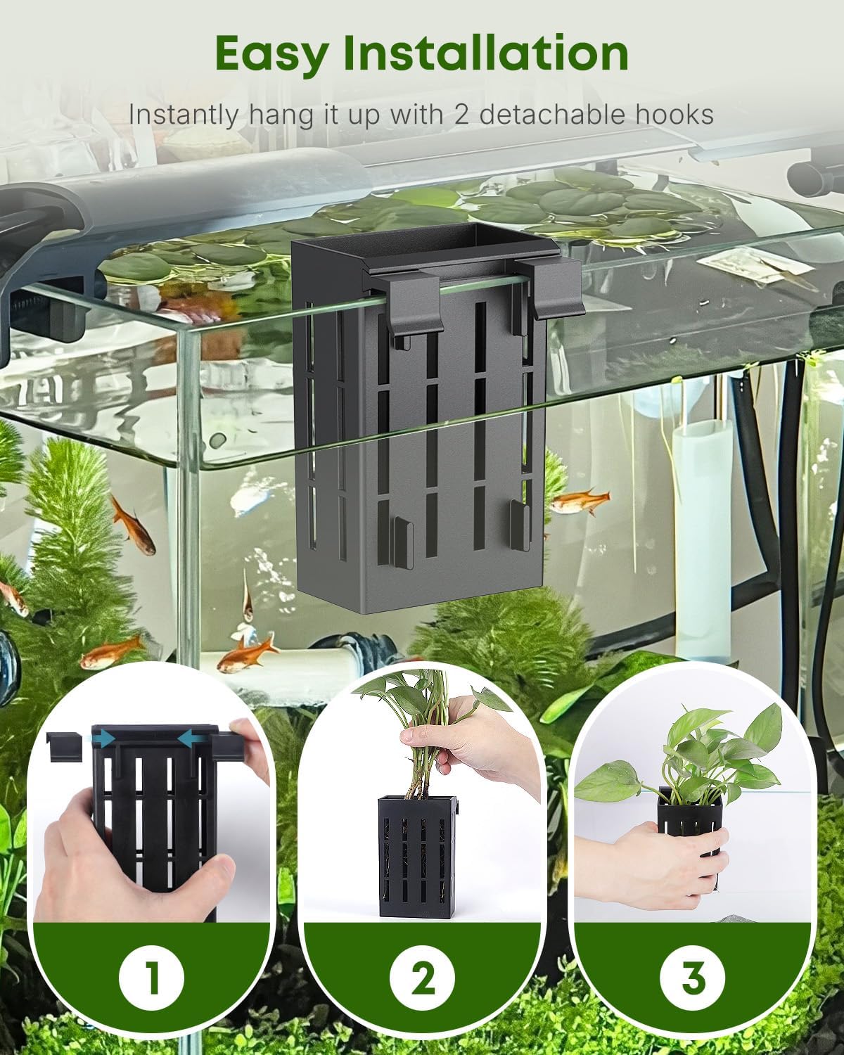 Pawfly 2 Pcs Aquarium Plant Holder for Fish Tanks, Hanging Plastic Aquarium Planter Cup for Aquaponic Plant Cultivation, Fish Tank Plant Pot for Aquascape Decoration
