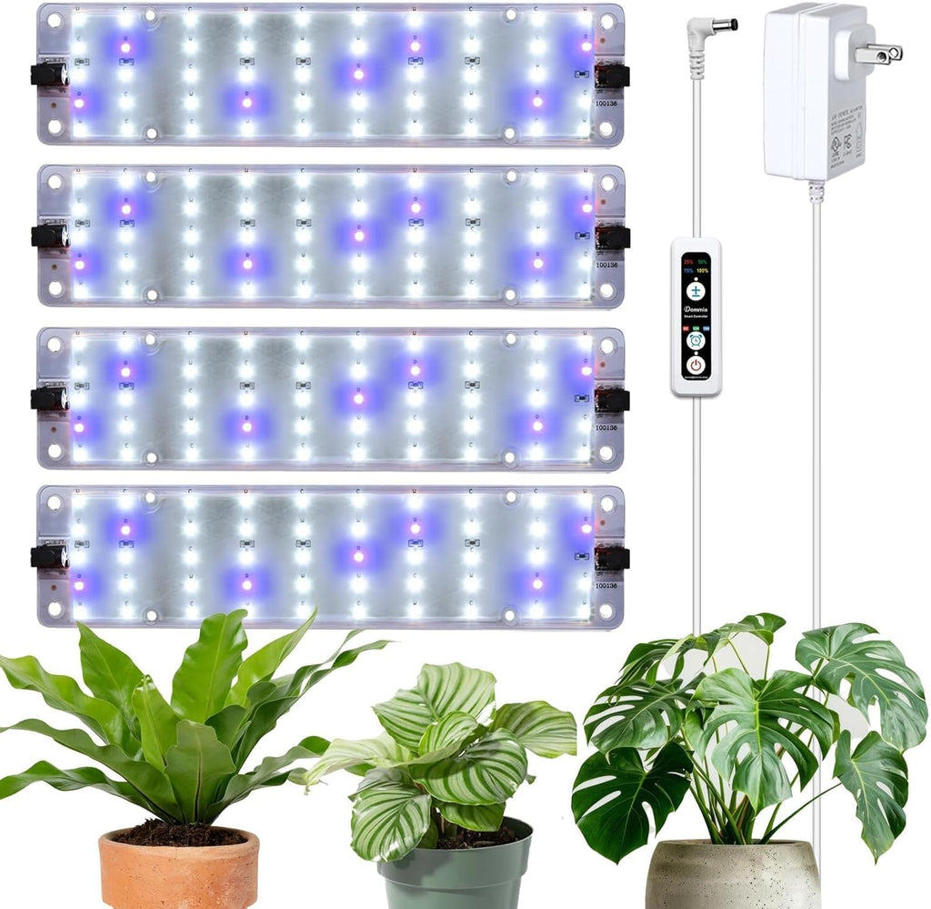 DOMMIA Grow Lights, 40W Linkable Grow Lights for Indoor Plants Full Spectrum, 6/12/16h Timer, Dimmable Ultra-Thin Plant Lights for Indoor Growing, Bluish White, 1-Set