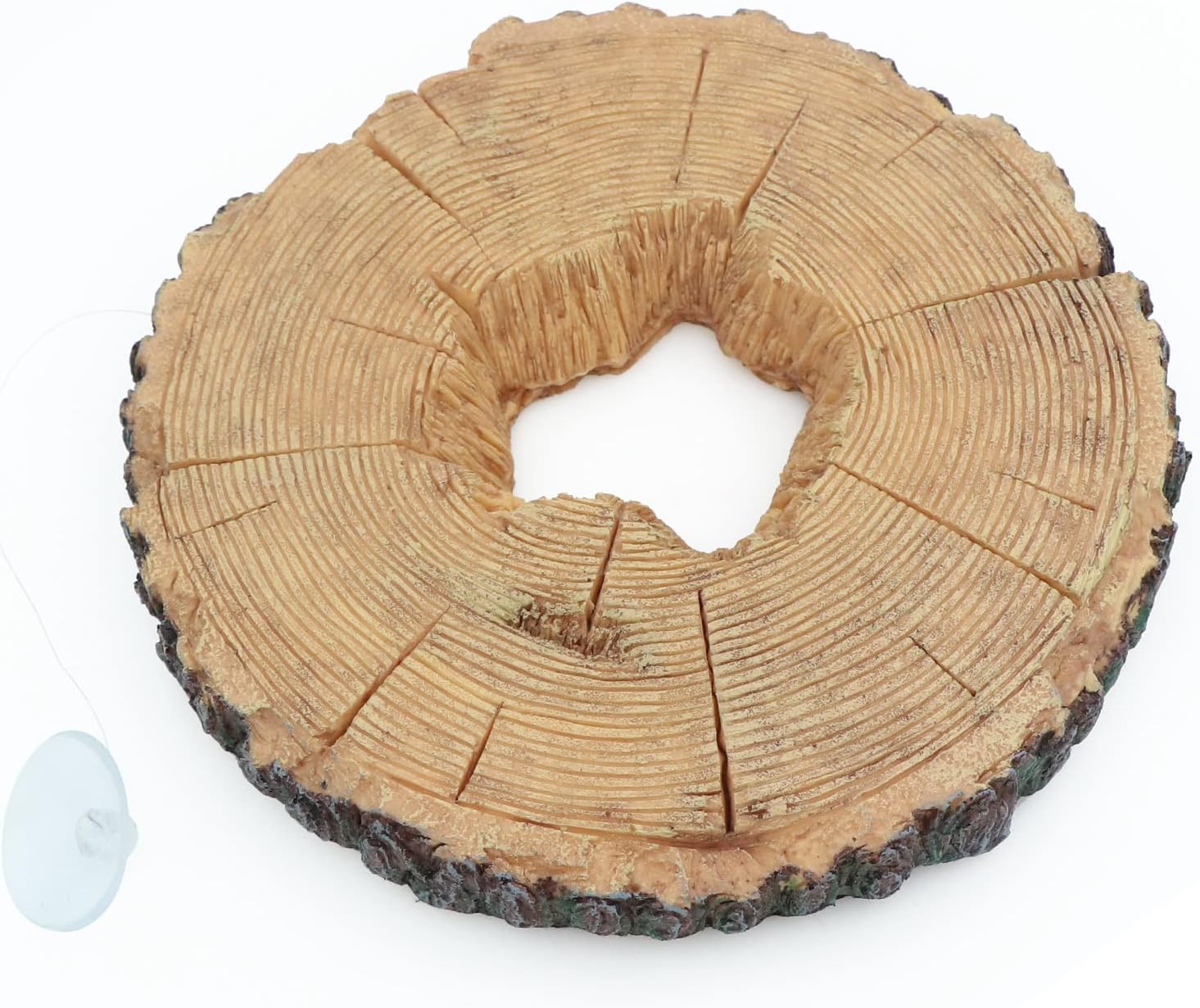 AQUA KT Aquatic Turtle Tree Trunk Round Freestanding Floating Dock Island Climbing Basking Platform Large Non Slip with Suction Cup, for Pond and Amphibian Reptile Terrarium Habitat