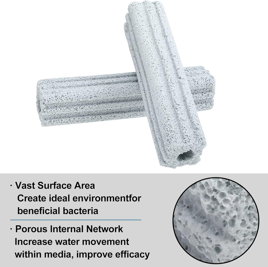 RealPlus Ceramic Bio Filter Media for Aquarium Sump Canister Pond Fish Tank, Vast Surface Area (6.2" Length / 24pcs)