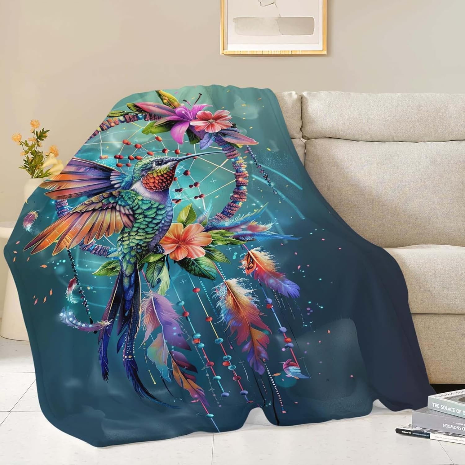 Hummingbird Throw Blanket Hummingbird Bird Stuff Gifts for Kids Girls Boys Adults Women Man Soft Cozy Warm Plush Fluffy Fuzzy Fleece Blanket Decor 50''X60''