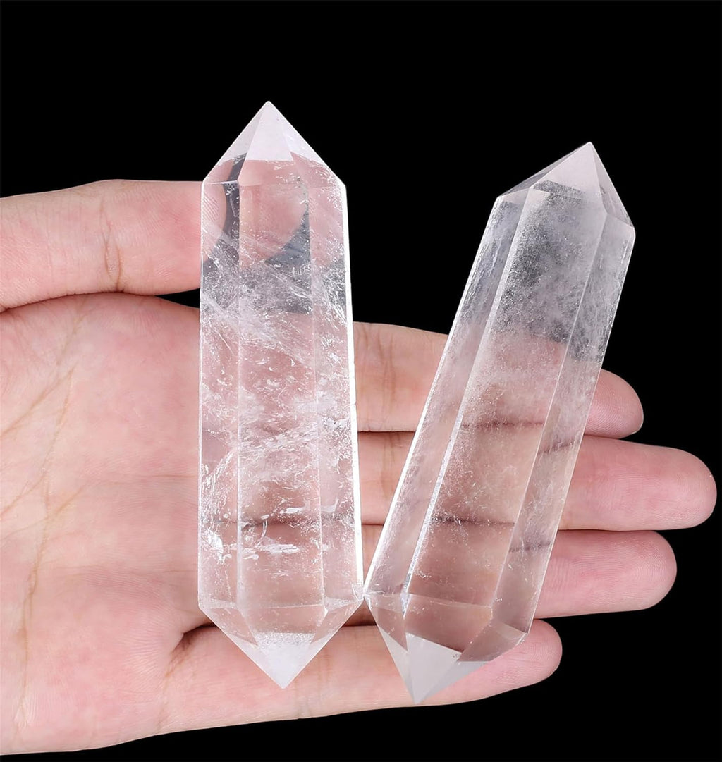 YATOJUZI 3.5" Clear Quartz Crystals Wand Natural Crystals and Healing Stones Large Clear Quartz Crystal Hexagonal Points Crystal Gifts for Women Meditation Divination Reiki Energy 1PCS