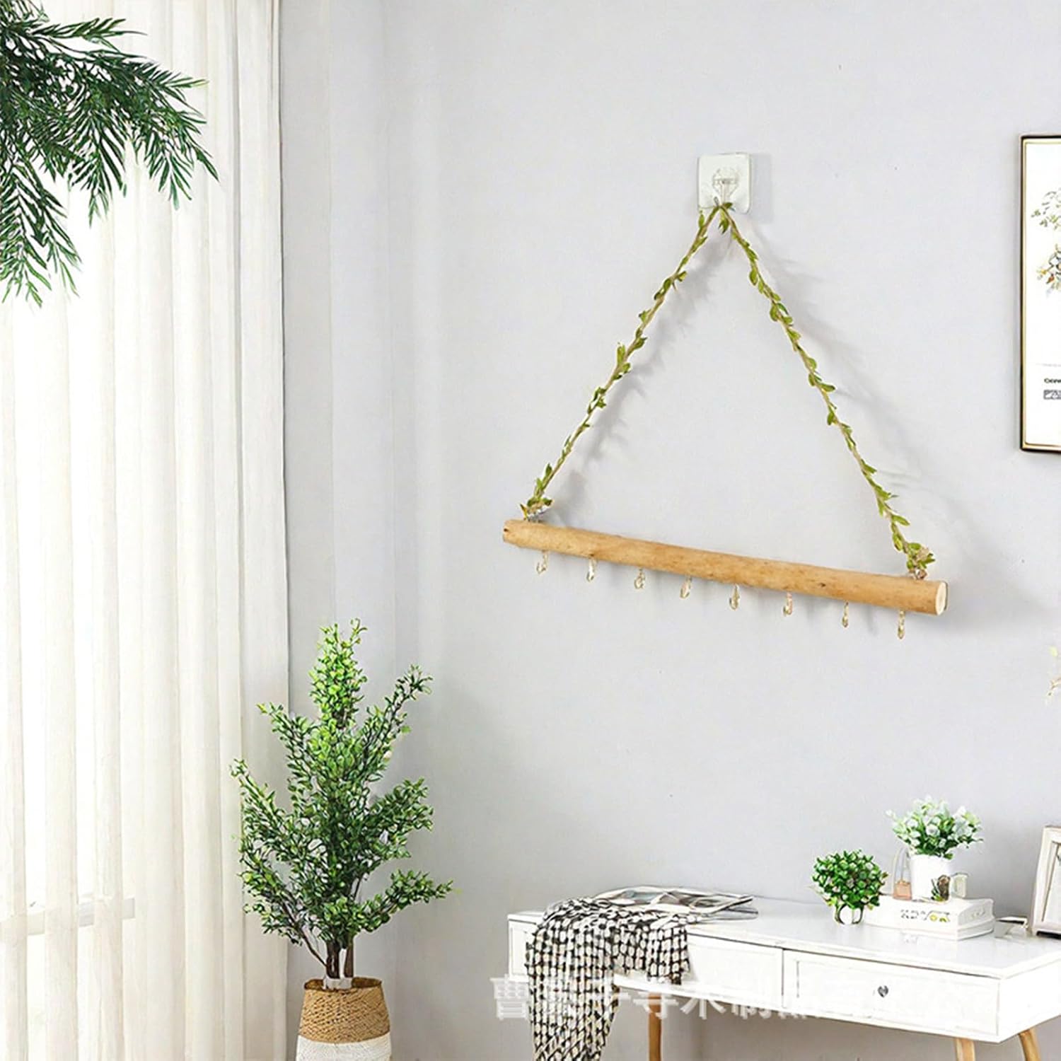 2 Pcs Decorative Leaf Floating Wall Shelves Coat Hooks Driftwood Branch Hook Branch Hanger Rack for Keys Hats Entryway(Leaf,5 Hook)