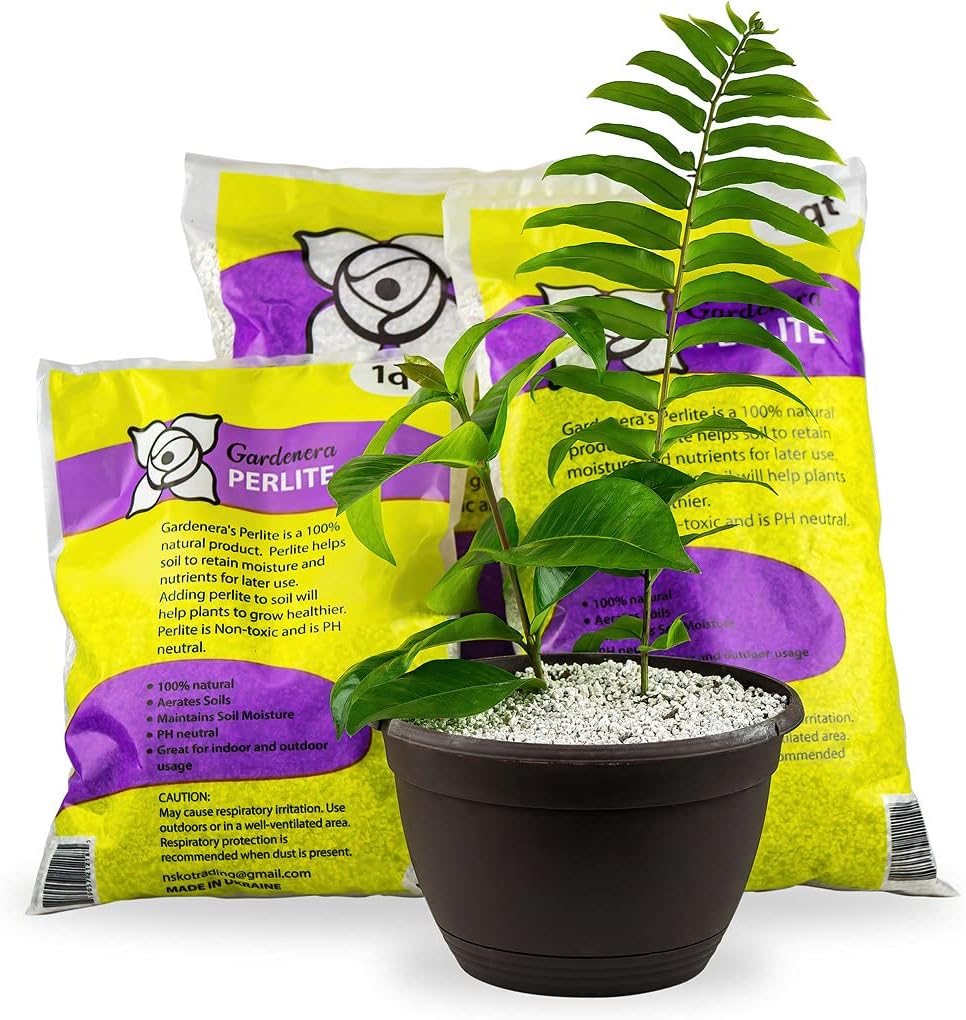 Premium Gardenera Organic Perlite - Medium/Fine Grade Horticultural Soil Amendment for Indoor & Outdoor Container Plants for Drainage Management and Enhanced Growth - 20 Quart Bag