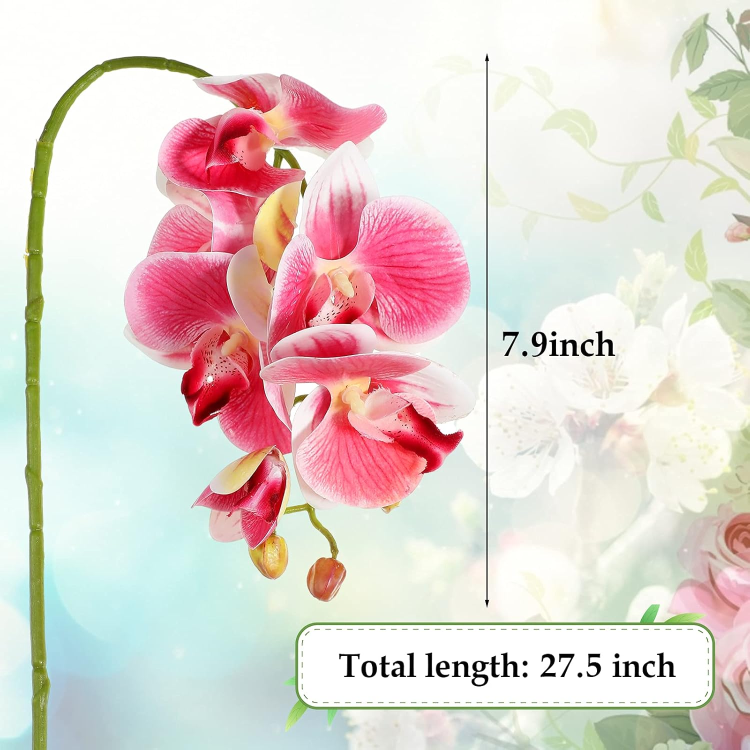 Chuangdi 2 Pieces Artificial Phalaenopsis with Suction Cups Terrarium Plant Decoration Reptile Habitat Plant Decor for Hermit Crab Lizards Geckos Snake Reptile (Dark Pink, White Yellow)