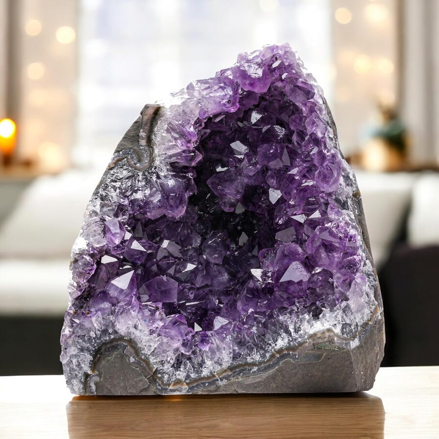 Natural Amethyst (1 lb to 1.5 lb) - 3.5" to 6" Height - Crystal Clusters Stone from Uruguay Raw Geode Quartz - Deep Purple Color