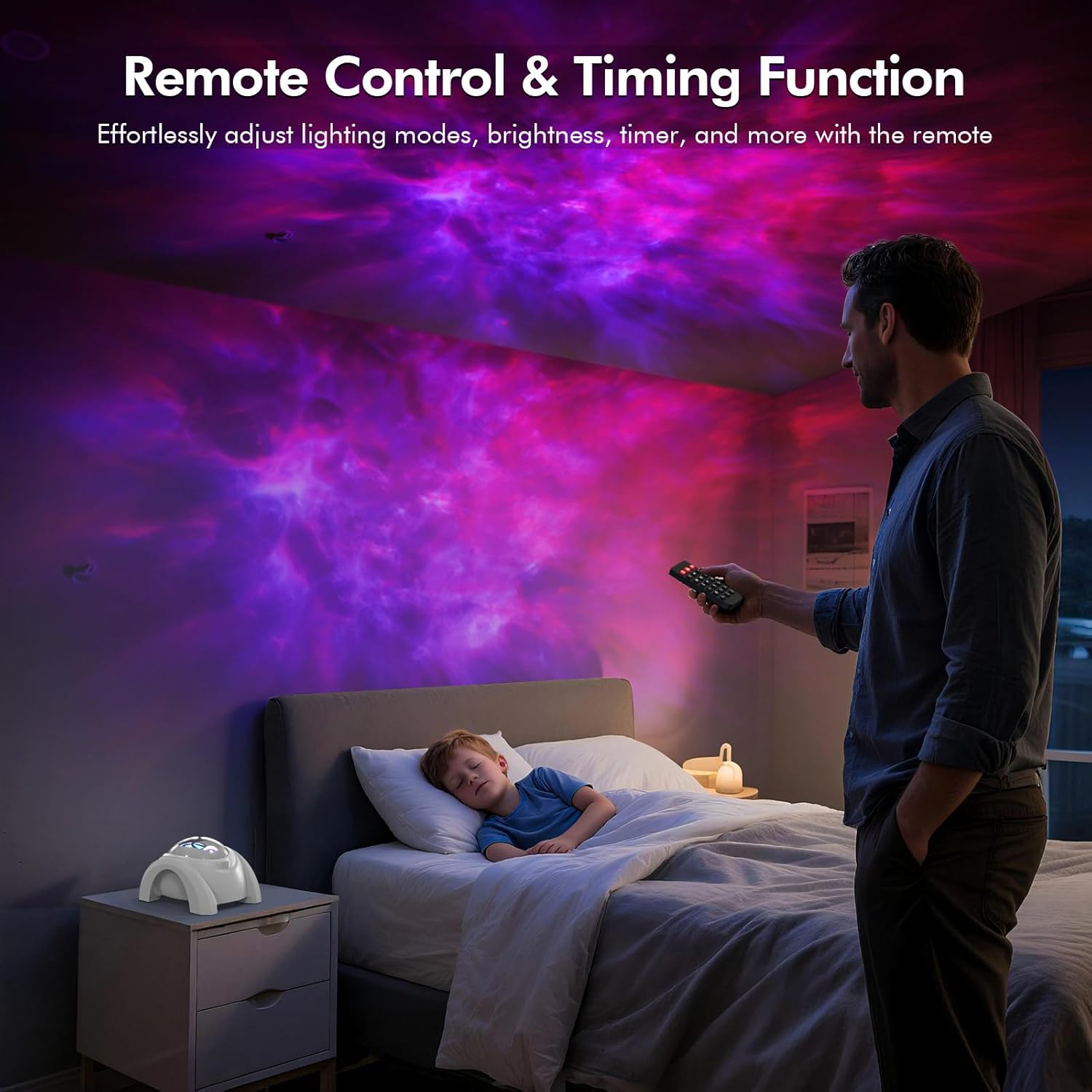 Rossetta Dual Galaxy Projector, Star Projector for Bedroom with Bluetooth Speaker & White Noise, Remote, Timer, Night Light for Kids Room Decor, Party, Birthday & Christmas Gifts for Adults Girls Boys
