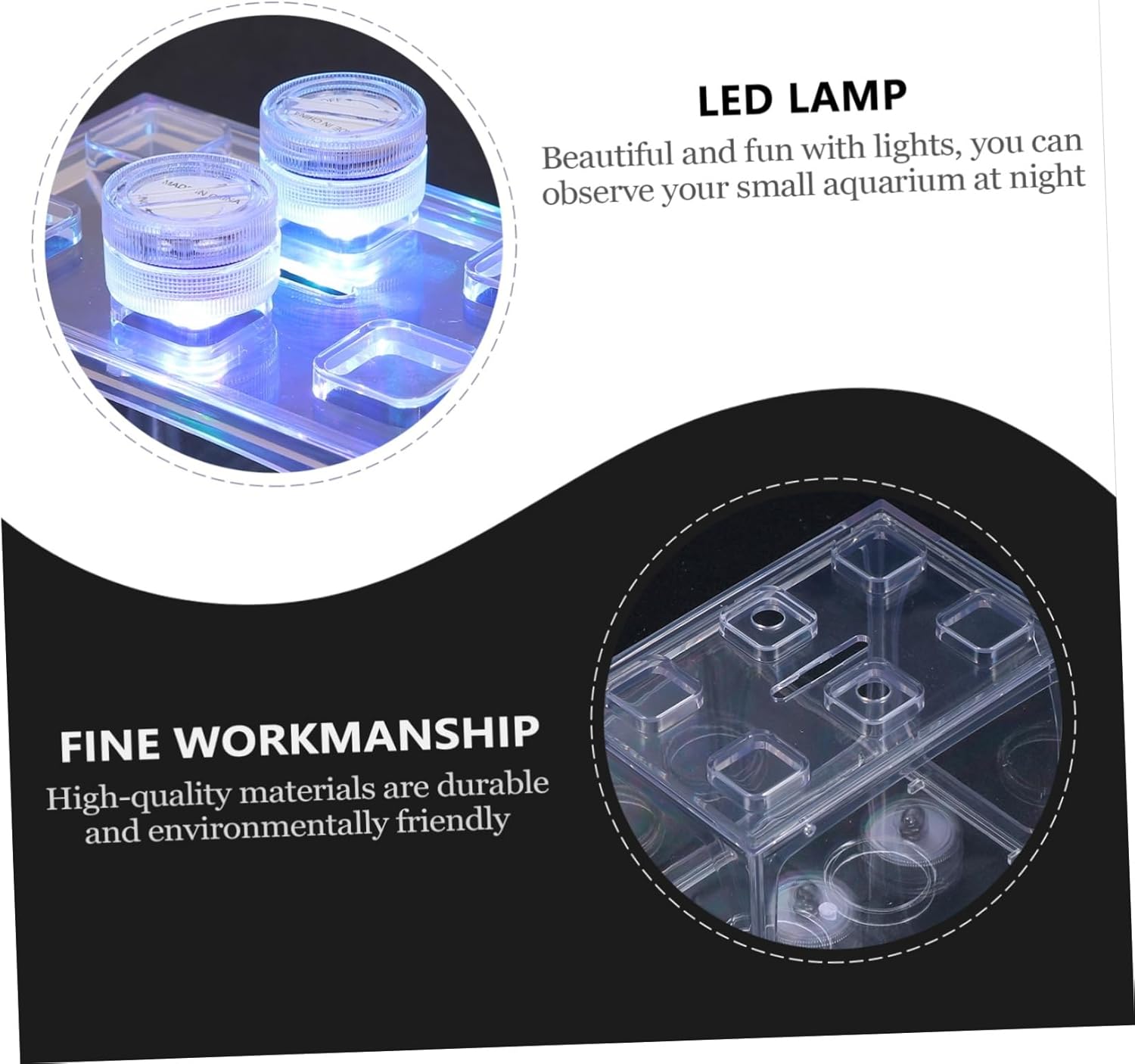 GALPADA Led Mini Aquarium Kit Betta Fish Tank Decorations Led Light for Small Aquarium