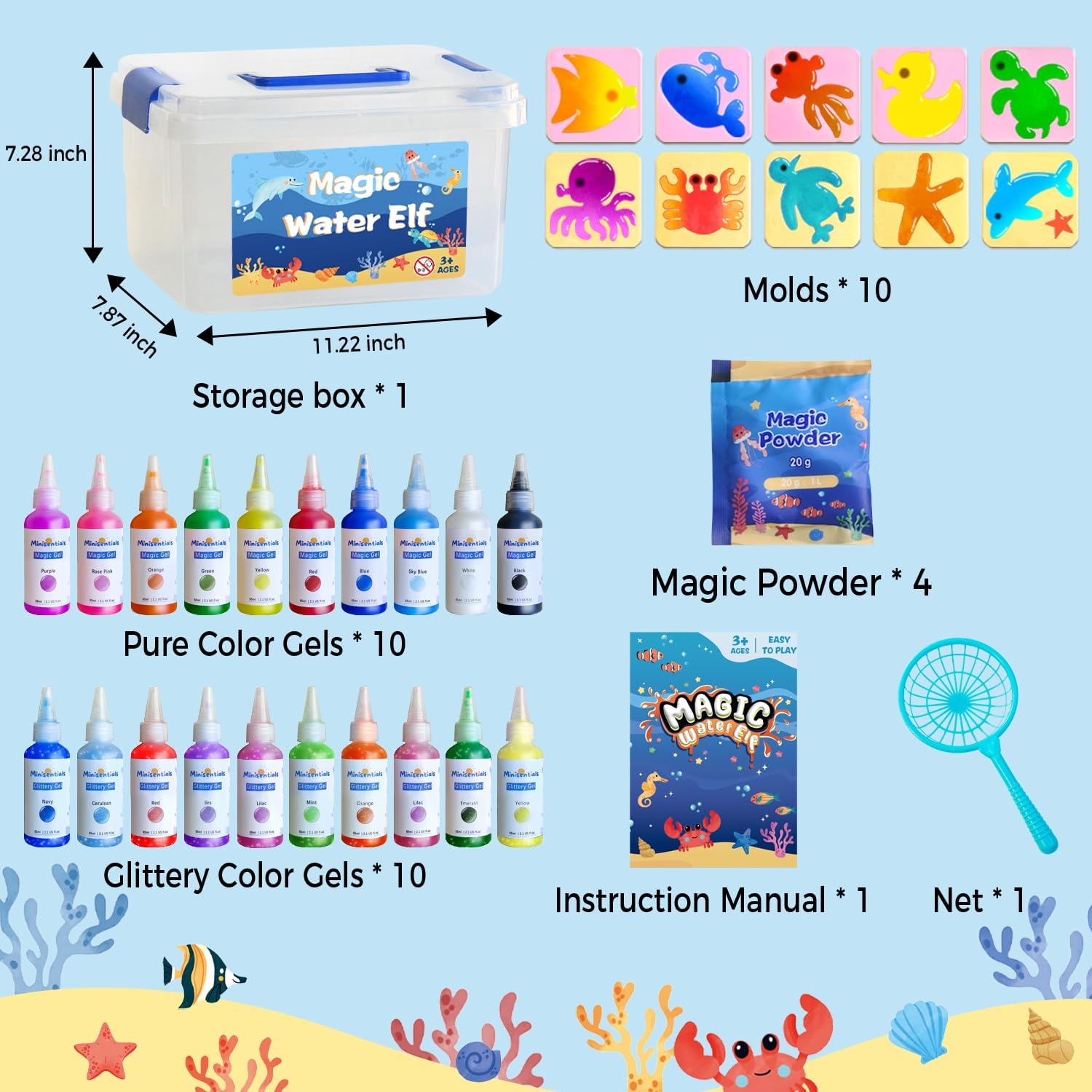 Magic Water Elf Toy Kit - Magic Gel Water Pets with Aquarium Bottle - Make Your Own Squishies Crafts Toys - Crafts Kit for Kids Christmas Gifts Birthday for Girls Boys Age 6 7 8 9 10 Years Old