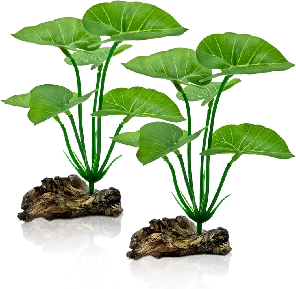 2-Pack Aquarium Decor Fish Tanks Decorations - 6inch Betta Fish Tank Plants Leaf Hammock, Artificial Silk Aquarium Plants for Betta Fish Tank Accessories, Goldfish, Reptiles Plant Decor Driftwood