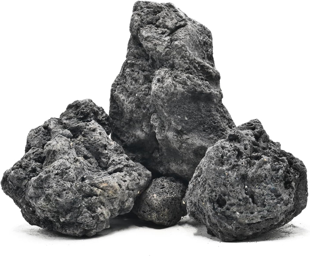 Black Lava Rock Natural Volcanic Stones 4"-6" Aquarium Rocks for Aquascaping,Aquarium Landscaping,Shrimp Tank,Terrariums & Decorative Landscaping-5lb 3pcs