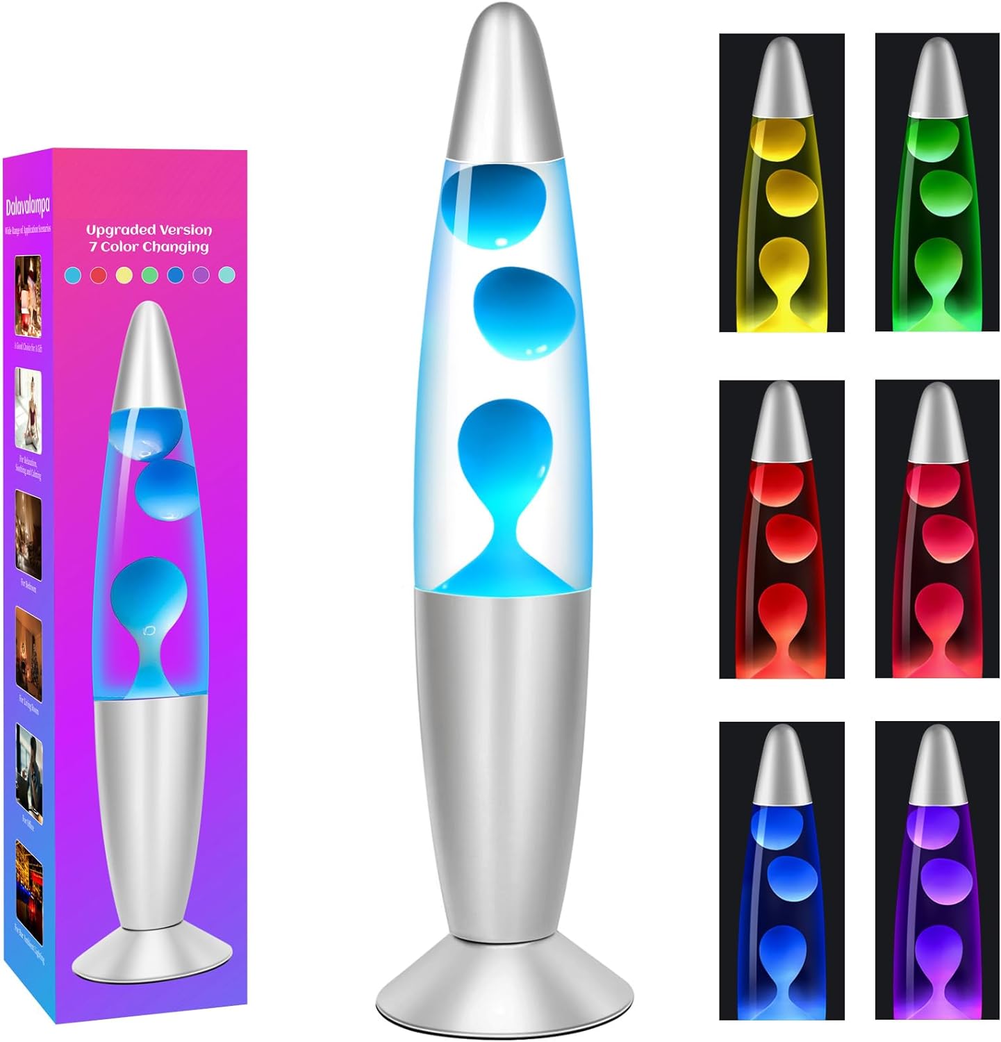 Multi Color Changing Liquid Motion Lamps, 13.5 Inch Small LED Night Lights for Kids Adults, Relaxing Mood Lighting for Bedroom Office, Glitter Christmas Decor Birthday Gifts