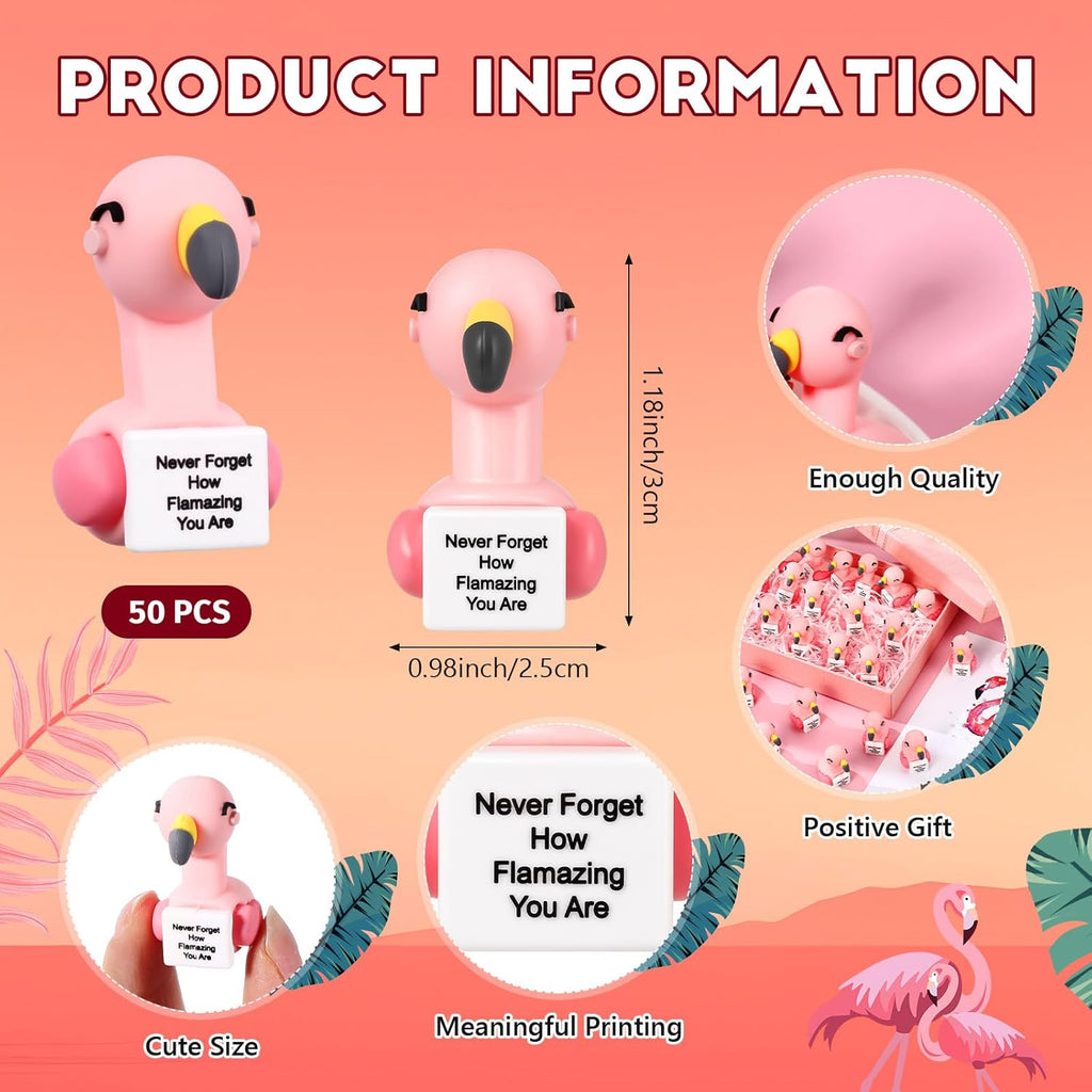 Gejoy 50 Pcs Mini Rubber Flamingo Toys Positive Gifts Flamingo Figures Decorations and Encouragement Birthday Motivational Gifts for Colleague Staff Teacher