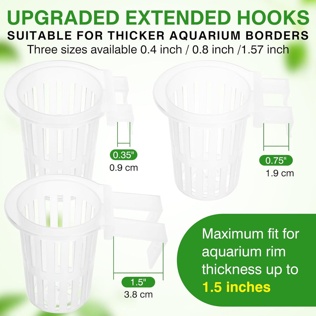 2025 New Upgraded Large Aquarium Plant Holder with 1.57-inch Extension Hooks and Suction Cups for Fish Tank Aquaponic Plant Cultivation and Aquascape Accessories Decorations (2 PCS) Transparent