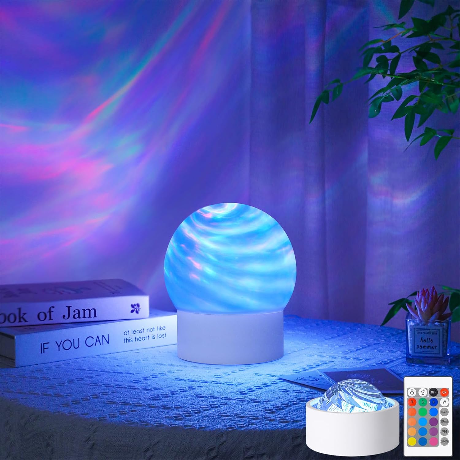 2 in 1 Ocean Wave Projector Light, 16 Color Northern Aurora Night Light Projector, 3D Dynamic Ripple Effect Holographic Water Ripple Romantic Ambient Lighting, Mood Lighting for Bedroom, Wired