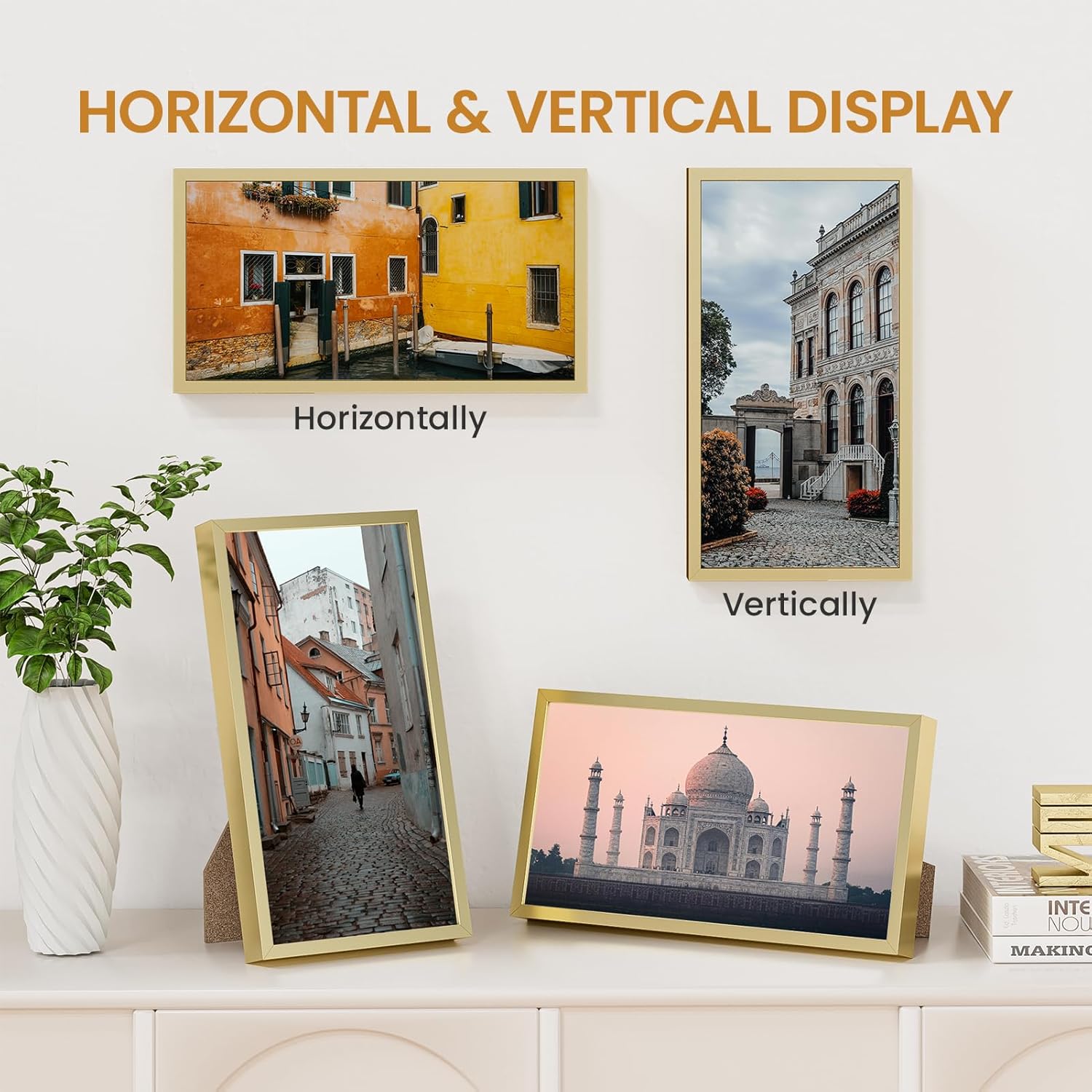 6x11 Aluminum Metal Picture Frame,Tempered Glass Black Photo Frame 6x11 for Family Photo,Posters,Art,Document to Wall Mount Horizontally or Vertically