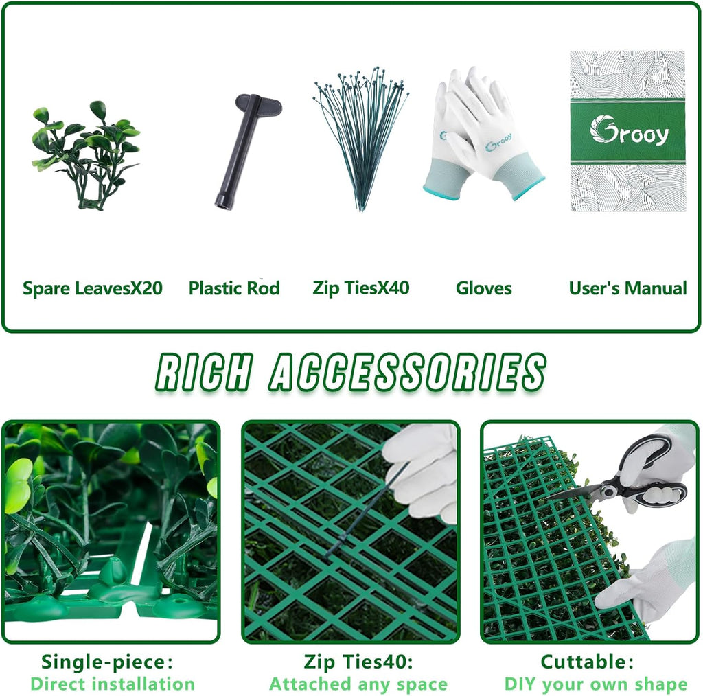Artificial Boxwood Roll Panels,48"x 140"(47 sq.ft) UV-Anti Faux Ivy Leaves Privacy Fence Screen Grass Wall Roll Panels for Indoor Home Decor and Outdoor Garden Backyard