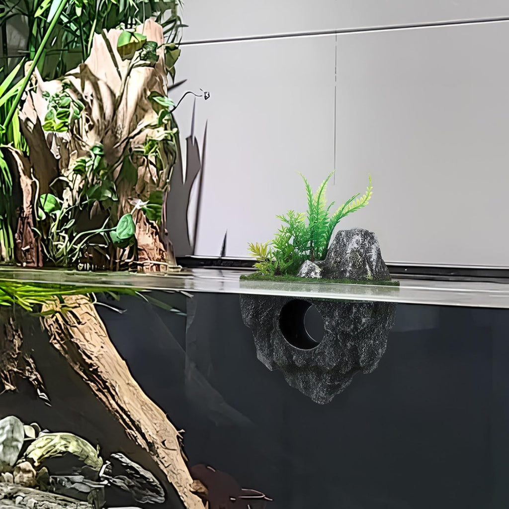 FAVOMOTO Floating Stone Aquarium Decoration, Realistic Fish Tank Ornament and Hideaway Floating Rock Landscape for Fish Shelter and Tank Decor