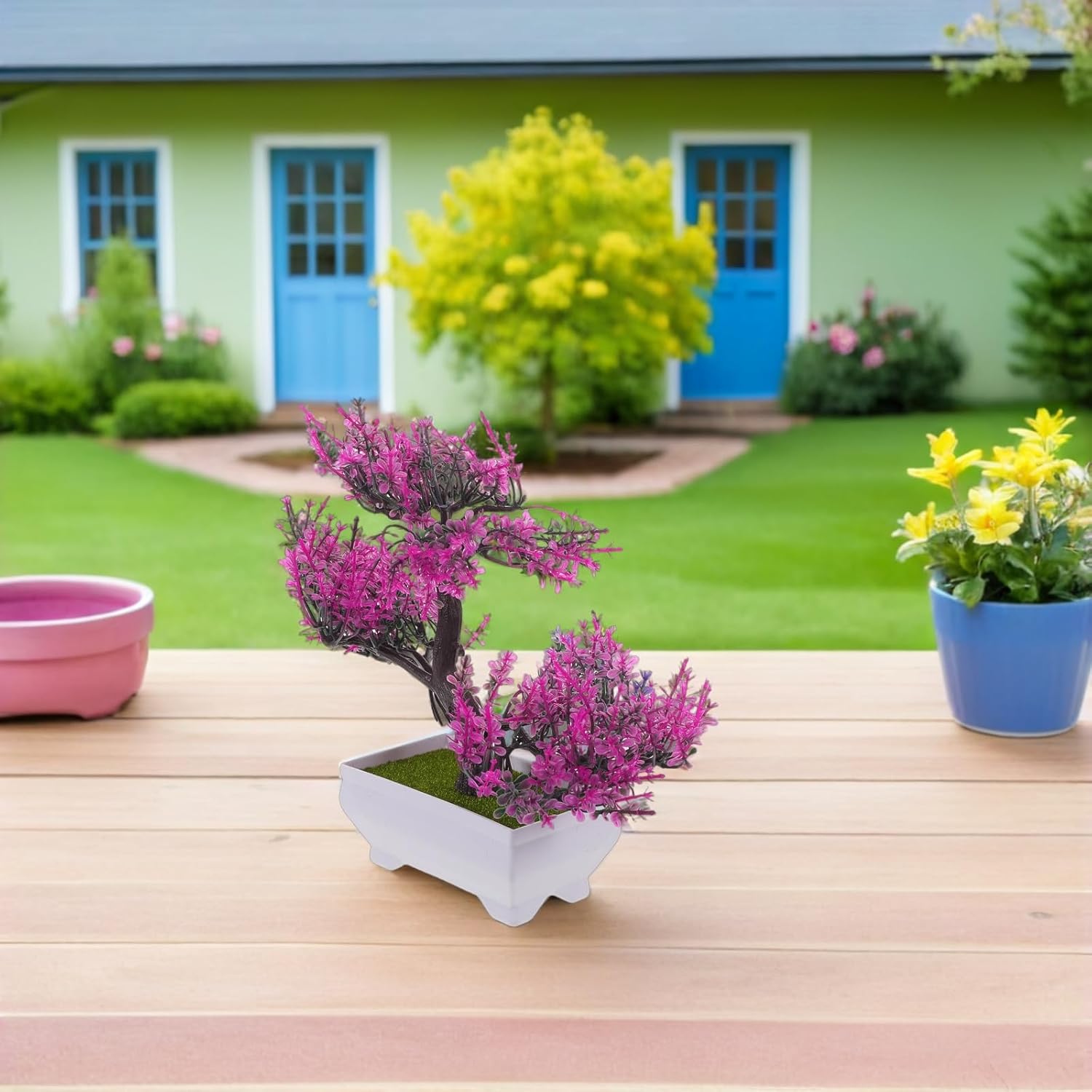 LUOZZY 2 Pcs Artificial Bonsai Pine Tree Mini Zen Garden Decor for Home Office Desk