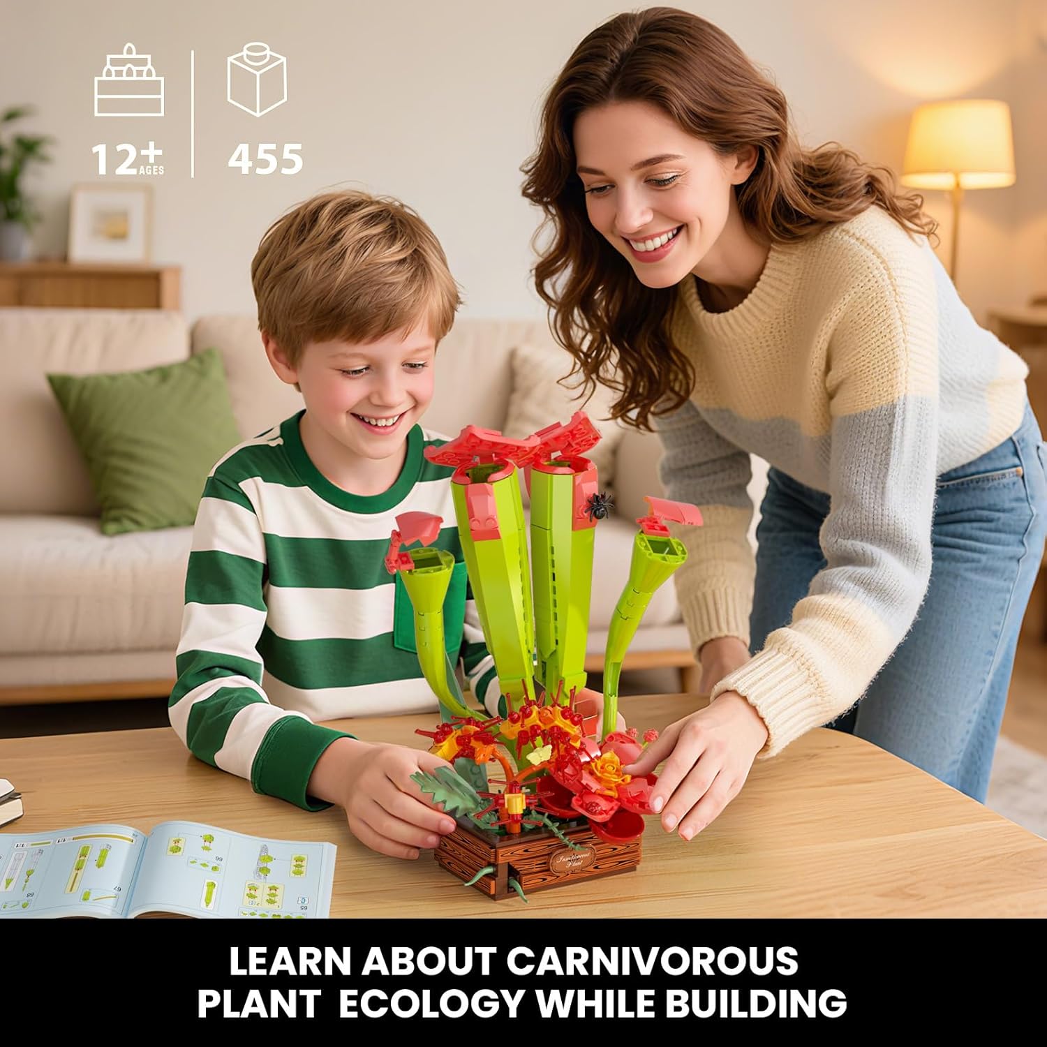 Carnivorous Plant Building Set, Tropical Rainforest Creative Botanicals Plants Bricks, Artificial Plant Kit Home Decor, Gift for Plant Lovers for Her Adults Kids Boys Girls 12+ (455PCS)