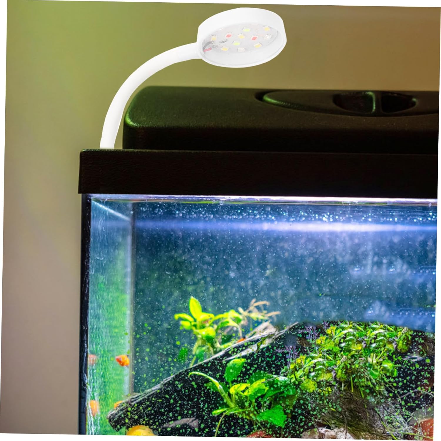 GANAZONO 2PCS USB-Powered Aquarium Mini Light Adjustable LED Fish Tank Lamp for Small Tanks Design for Aquatic Plant Growth Space-Saving Aquarium Light for Home and Office