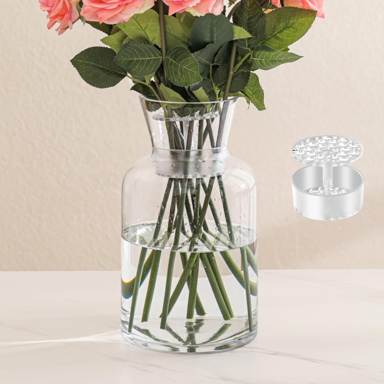 4 Spiral Ikebana stem Holder, hanataba Arranger Twist Flower Arrangement Holder Ikebana Bouquet Twister Ring Tools, Reusable Kitchen Floral Grid Supplies (Half Clear)