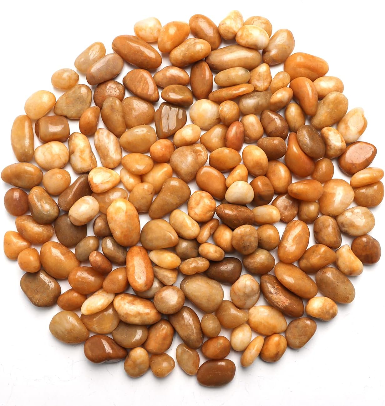 5 Lbs River Rocks for Plants,0.8-1.5 Inch Decorative Ornamental Pebbels, High Polished Stones for Garden Landscaping, Smooth Gravel Filler, Succulents, Fish Tank, Yellow