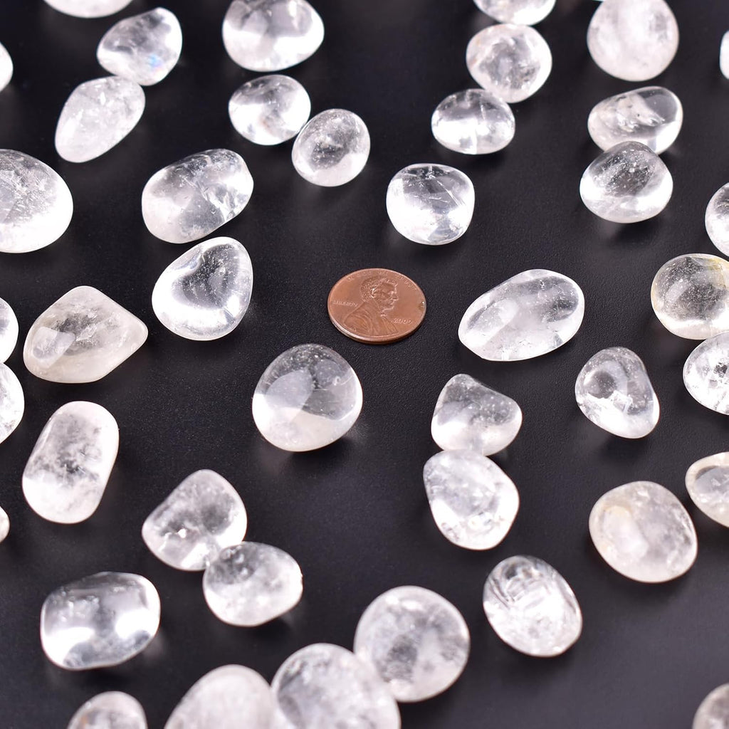Clear Quartz Healing Crystal Stone Set - Natural & Polished Stones for Healing, Meditation, Reiki, Chakra, Crafting & Decoration (0.6 inches)