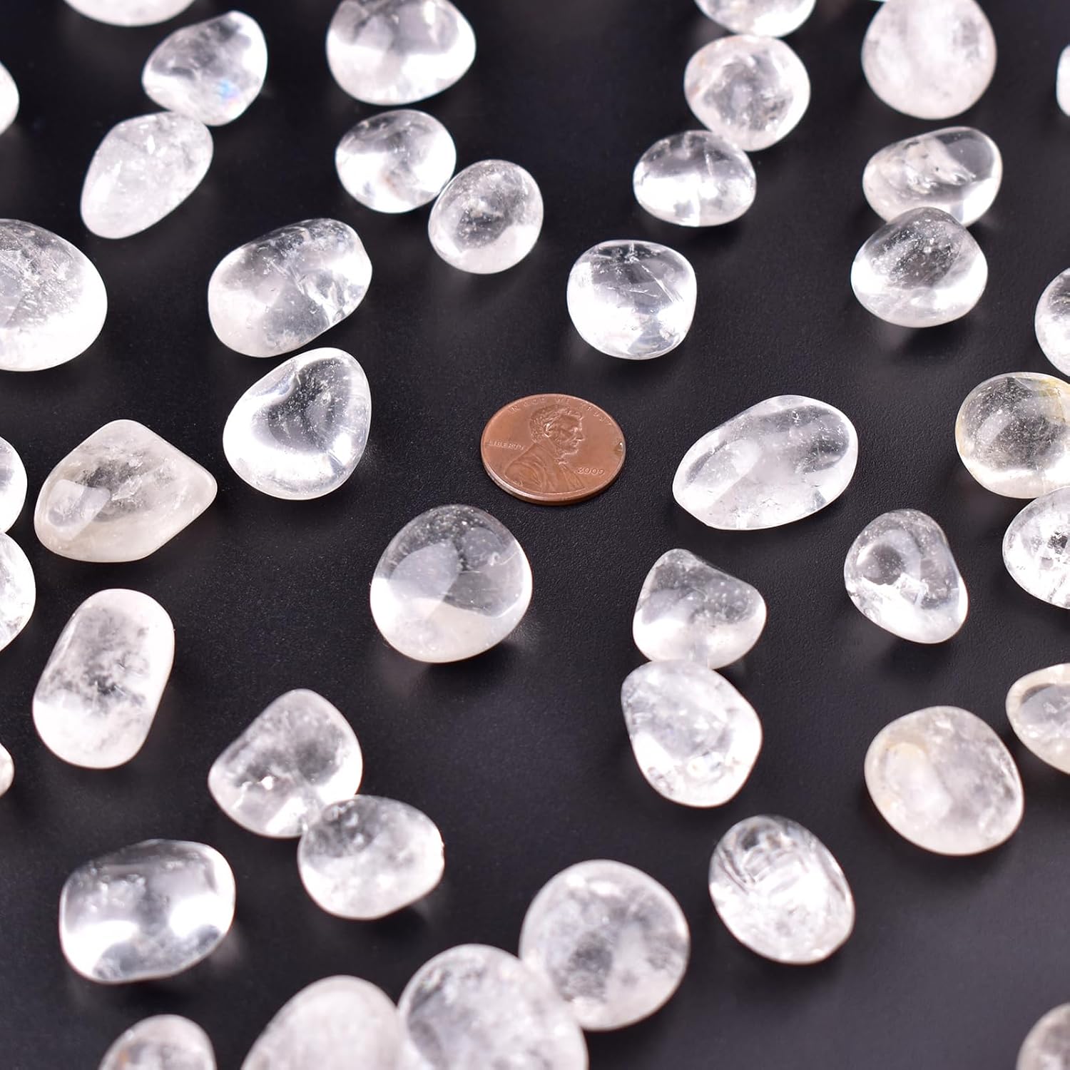 Clear Quartz Healing Crystal Stone Set - Natural & Polished Stones for Healing, Meditation, Reiki, Chakra, Crafting & Decoration (0.6 inches)
