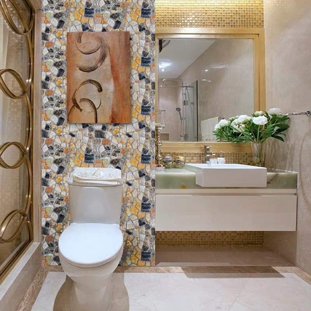 Yancorp 32.8ft Brown Brick Wallpaper Peel and Stick Wallpaper Self-Adhesive Stone Wallpaper Brick Contact Paper Fireplace Kitchen Backsplash