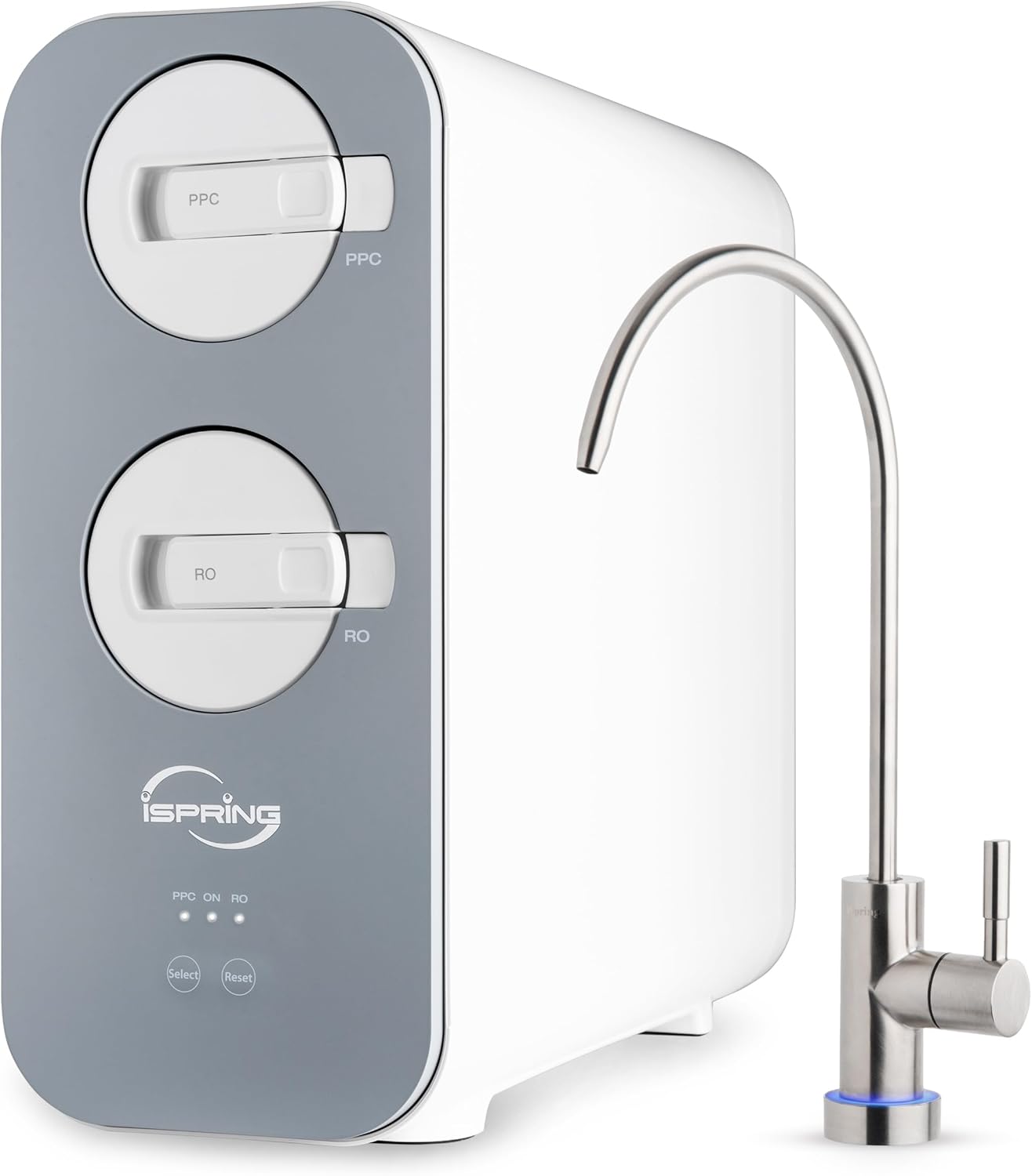 iSpring RO800G Tankless Reverse Osmosis System, 800 GPD Under Sink Water Filter with 2.5:1 Pure to Drain Ratio, TDS & PFAS Reduction, Space Saving Design, Includes Brushed Nickel Faucet