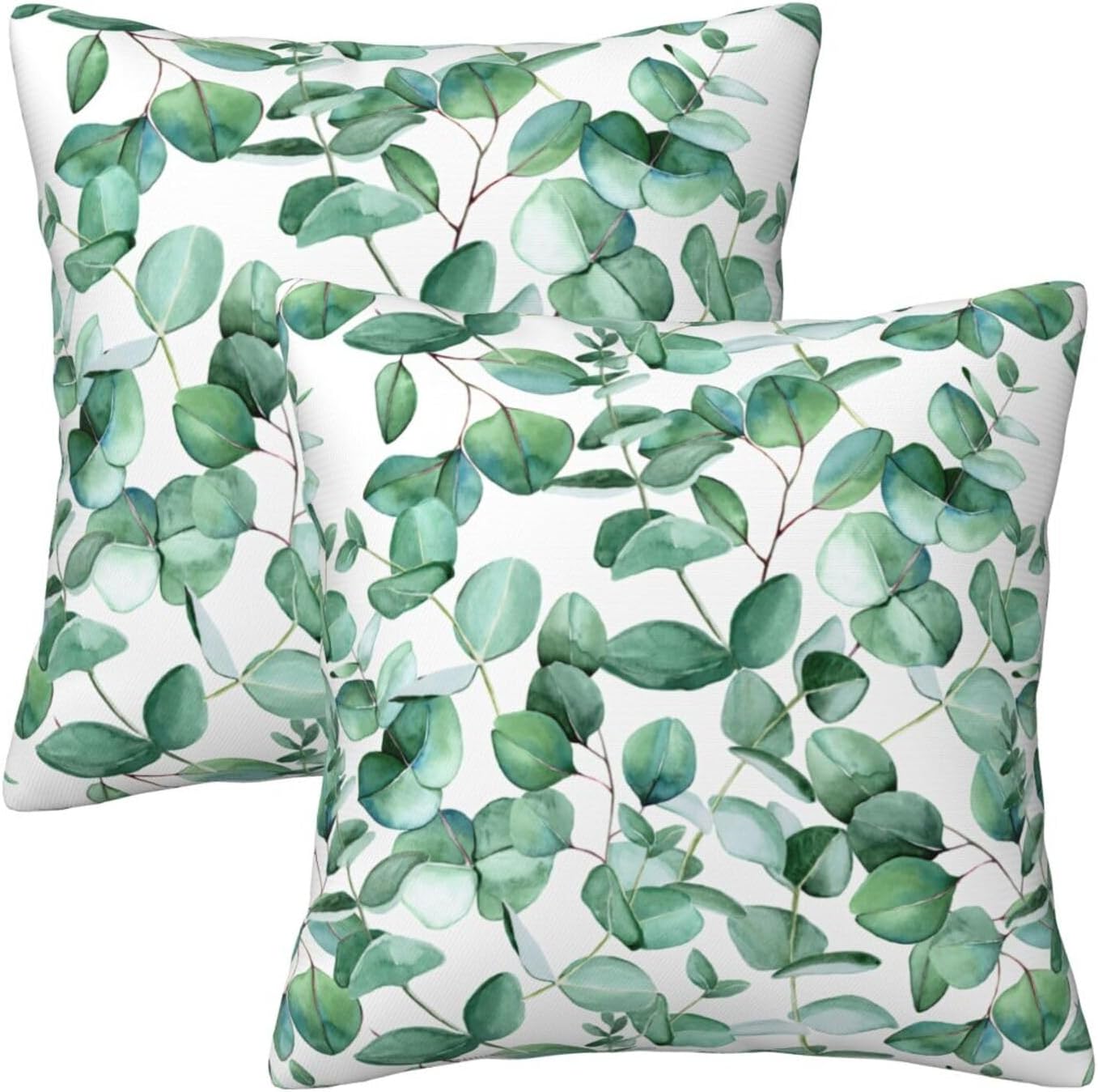 Sage Green Leaf Throw Pillow Covers Set of 2 Ultra-Soft All-Season Pillow Shams with Hidden Zipper,Durable for Sofa Bed Car Decor & Gift 18x18IN