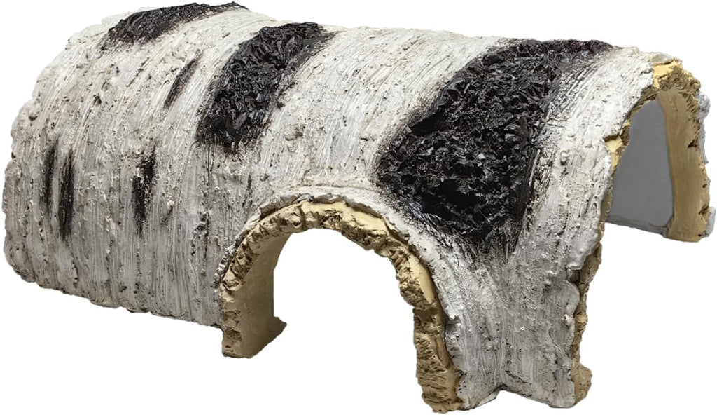 Generic Resin Hollow Tree Trunk, Fish Cave, Wooden House, Hiding Habitat Pool Decoration, White+brown