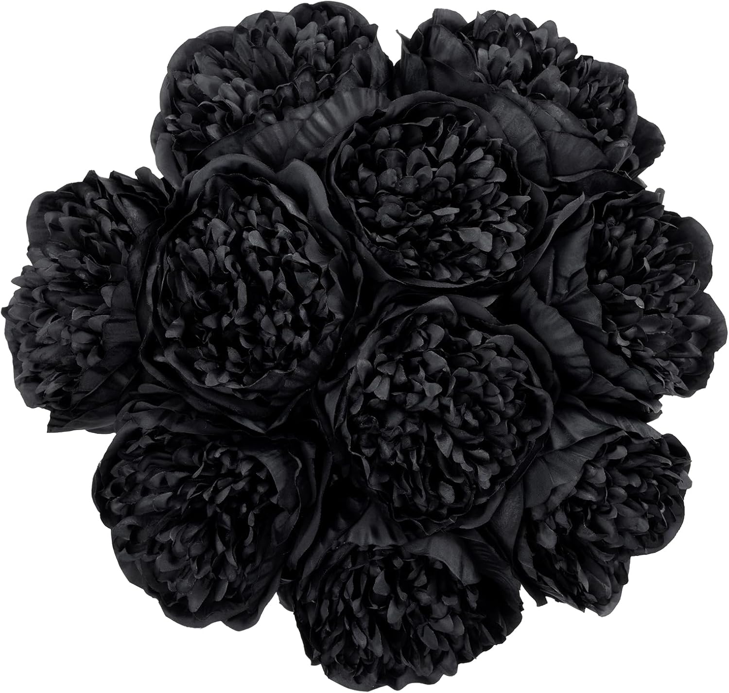 U'Artlines 10 Heads Artificial Peony Silk Flower Leaf Home Office Wedding Party Festival Bar Decor (Black)