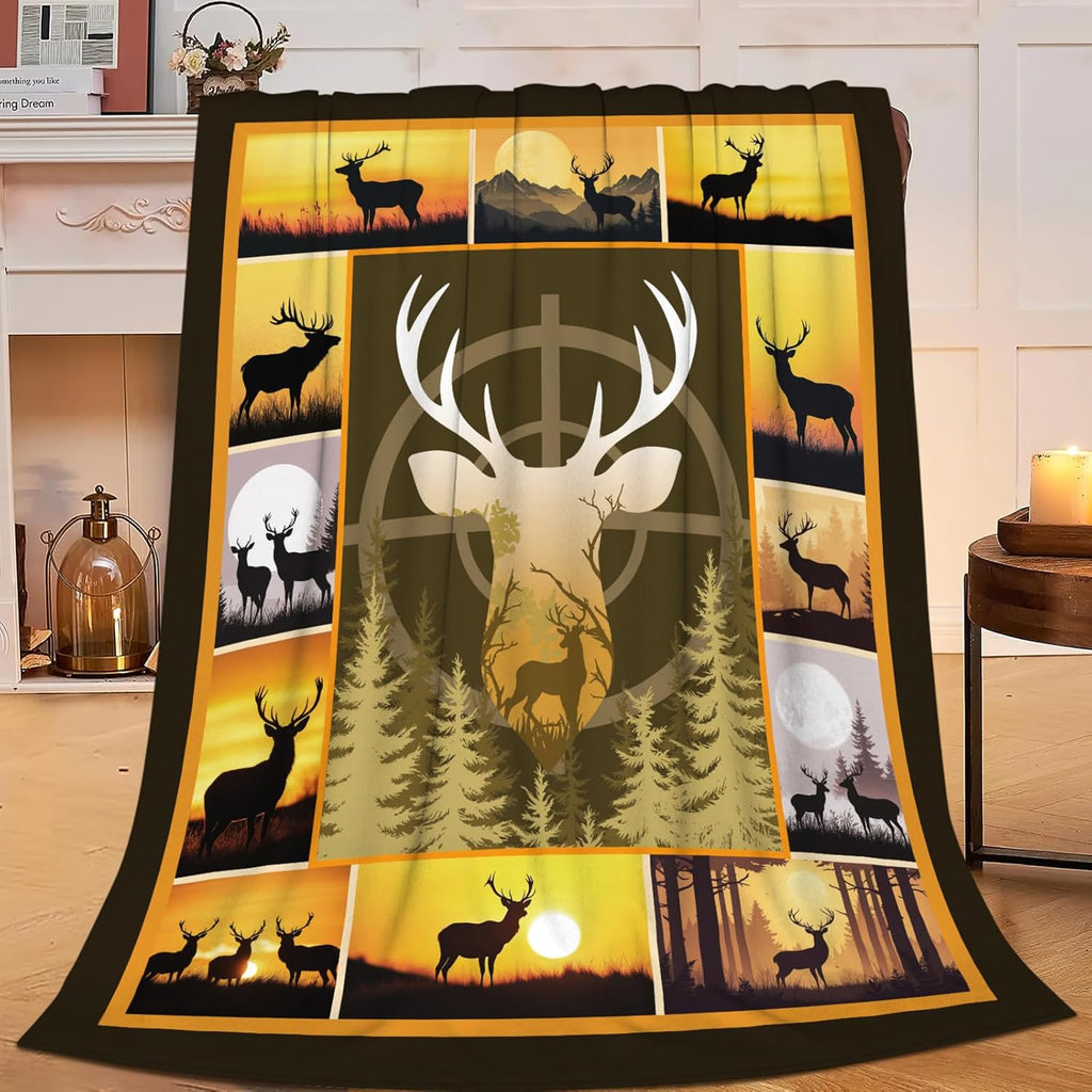 Hunting Throw Blanket Deer Throw Blankets Gifts for Couch Sofa Bed Stuff Decor Soft Cozy Fleece Plush Warm Flannel for Hunter Lover Men Women 50"x60"