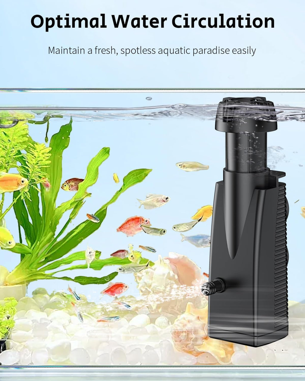 Pawfly 42 GPH 3 W Aquarium Surface Skimmer for Fish Tanks up to 45 Gallons, Aquarium Oil Film Processor, Fish Tank Filter with Bio Sponge & Suction Cups, Fish Tank Oil Skimmer, Oil Film Remover
