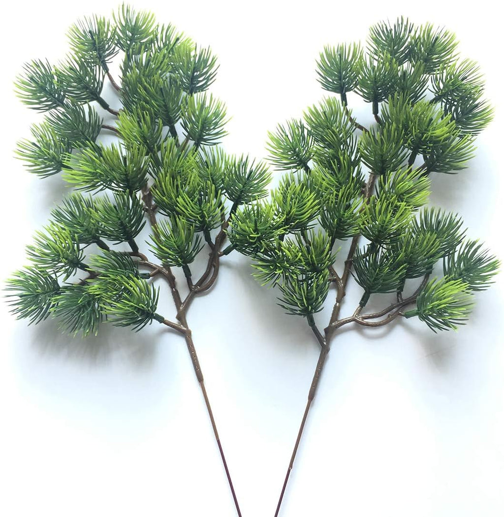 2pcs Artificial Pine Branches Plastic Pine Branch Accessories for Christmas DIY Craft Office Home Events Decor