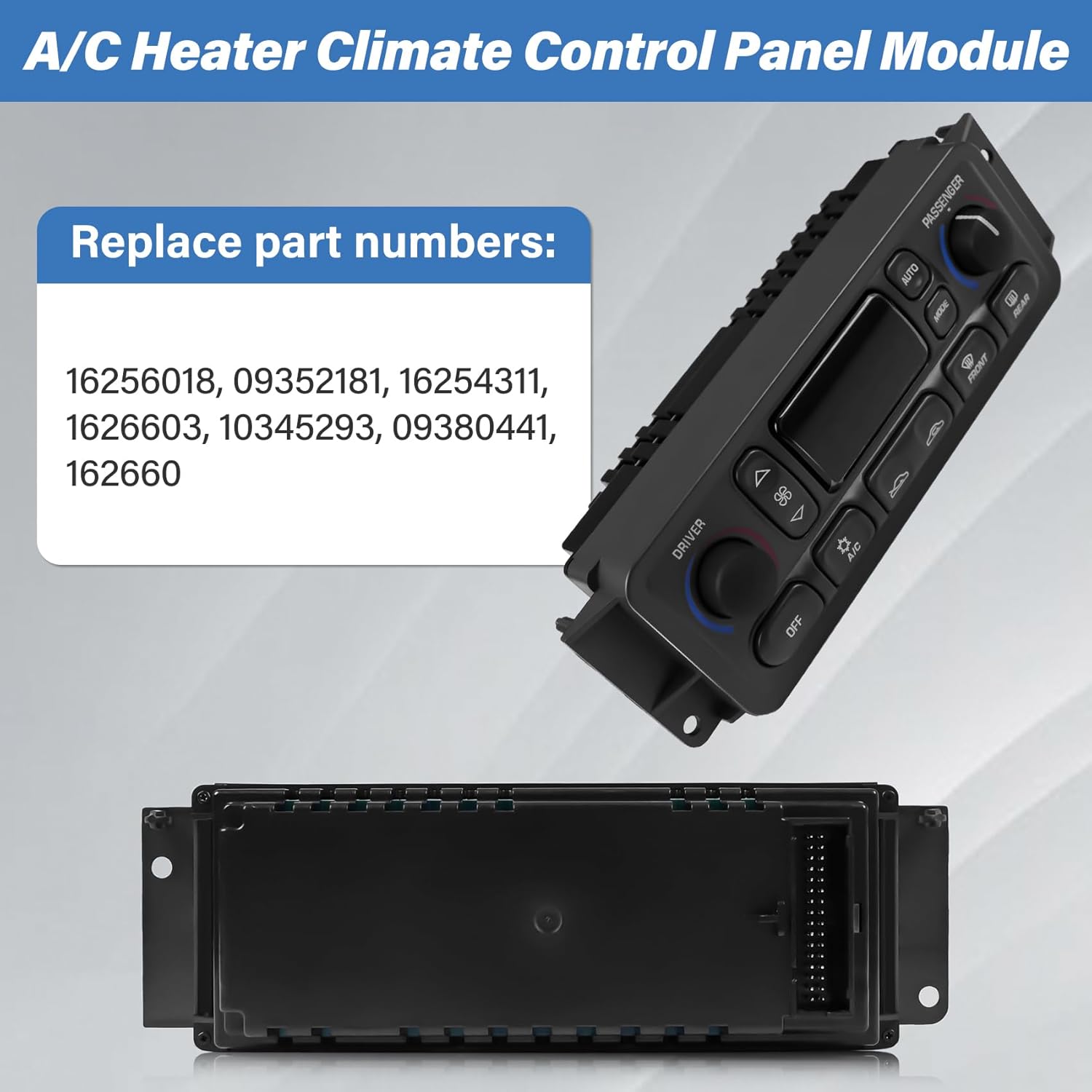 16256018 A/C Heater Climate Control Module Panel Switch for 1997-2004 Chevy Corvette C5 5.7L, Electronic Dual A/C Temperature Controller, OE# 09352181, 16254311, 1626603, 10345293, 09380441, 162660